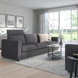 VIMLE 3-seat sofa, with headrest/Hallarp grey