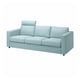 A light blue VIMLE sofa with three seats, padded headrests, and a sleek design.