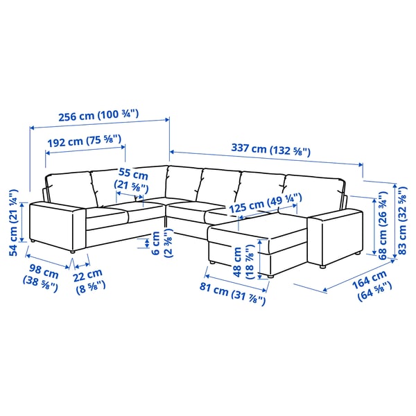 Illustration with measurements for the product: VIMLE.
