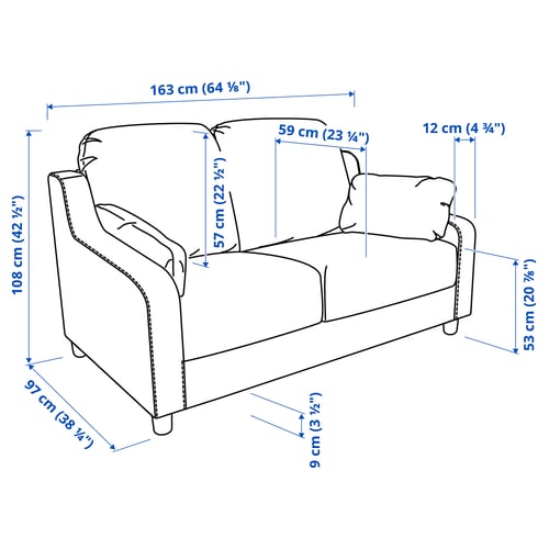 Illustration with measurements for the product: VINLIDEN.