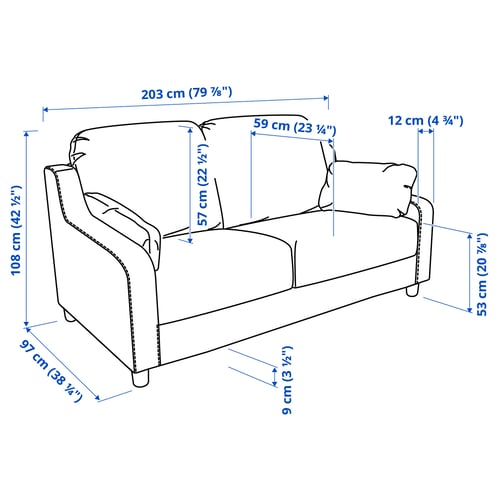 Illustration with measurements for the product: VINLIDEN.