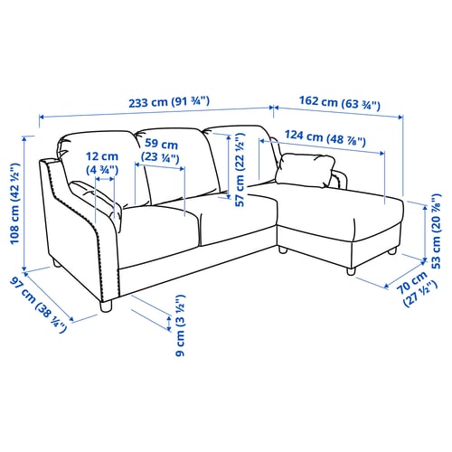 Illustration with measurements for the product: VINLIDEN.