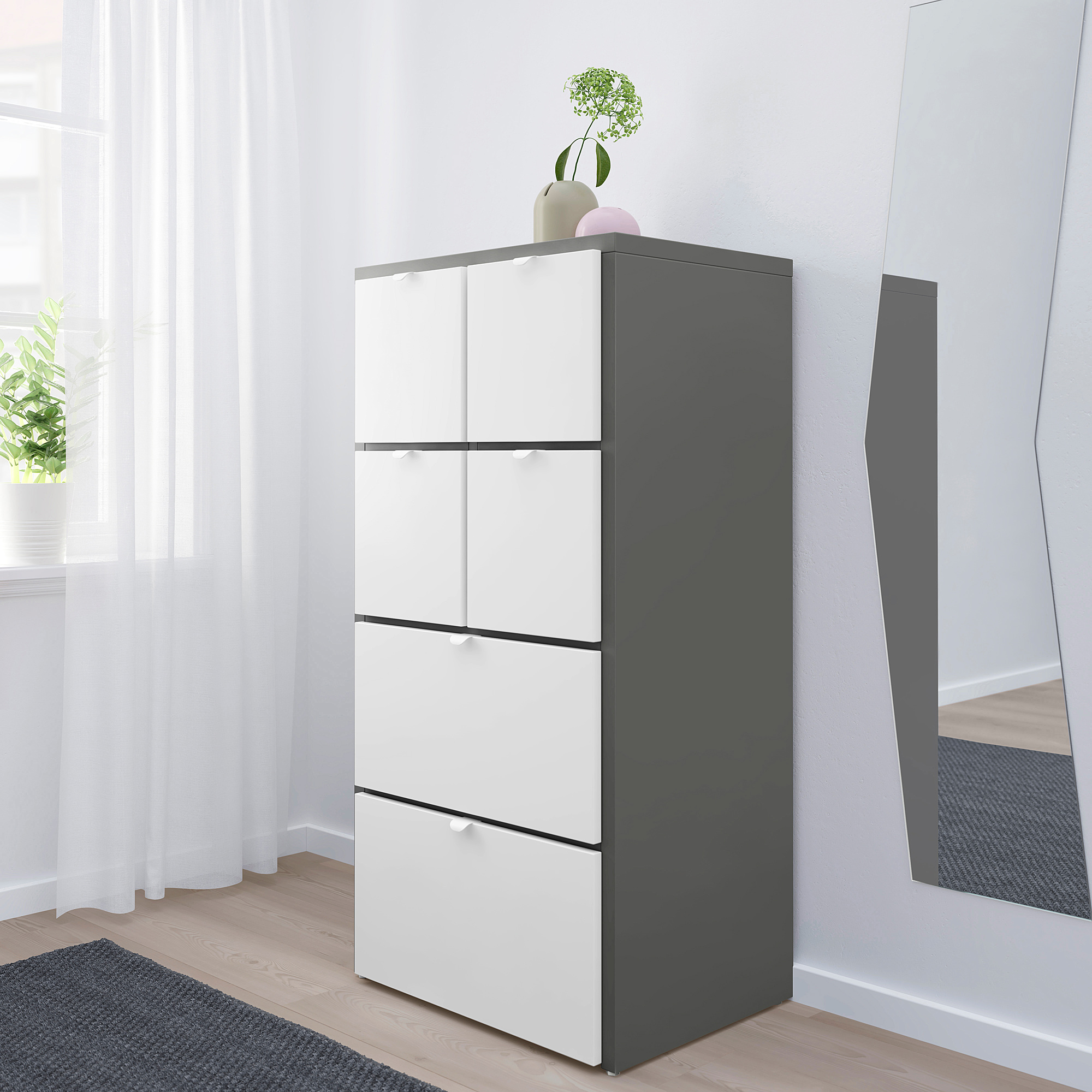 VISTHUS Chest of 6 drawers, grey/white, 63x126 cm IKEA