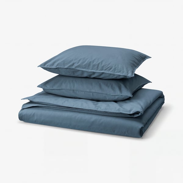 ÄNGSLILJA Duvet cover and 2 pillowcases, dark blue, 200x200/50x60 cm