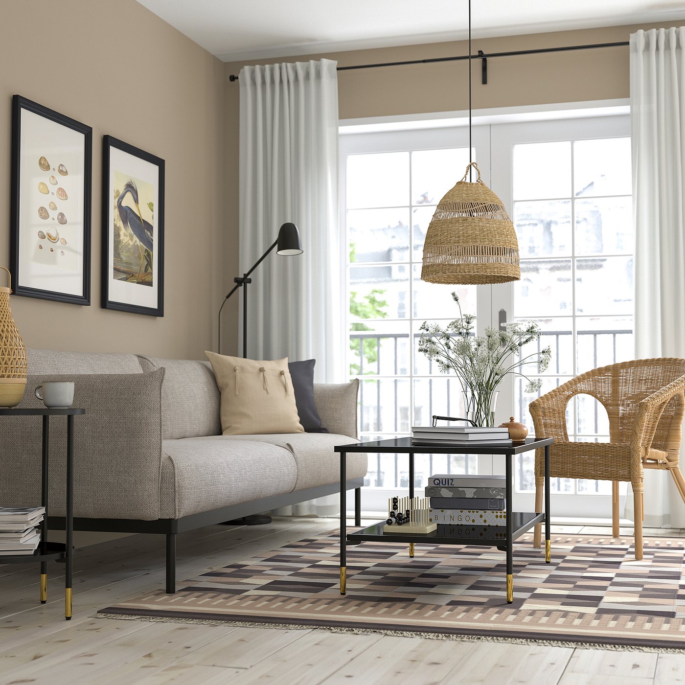 【美品】ÄSPERÖD コーヒーテーブル ブラック 96x58 cm ÄSPERÖD エスペロード コーヒーテーブル, ブラック/ガラス ブラック