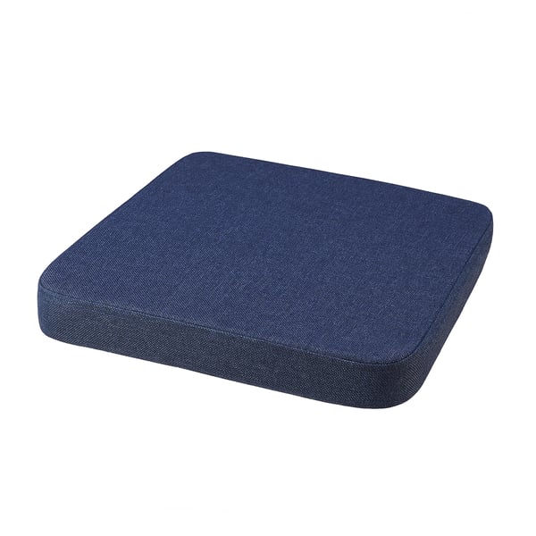 ÅKERVINDEFLY: blue memory foam chair pad - rectangle, non-slip base, washable cover.