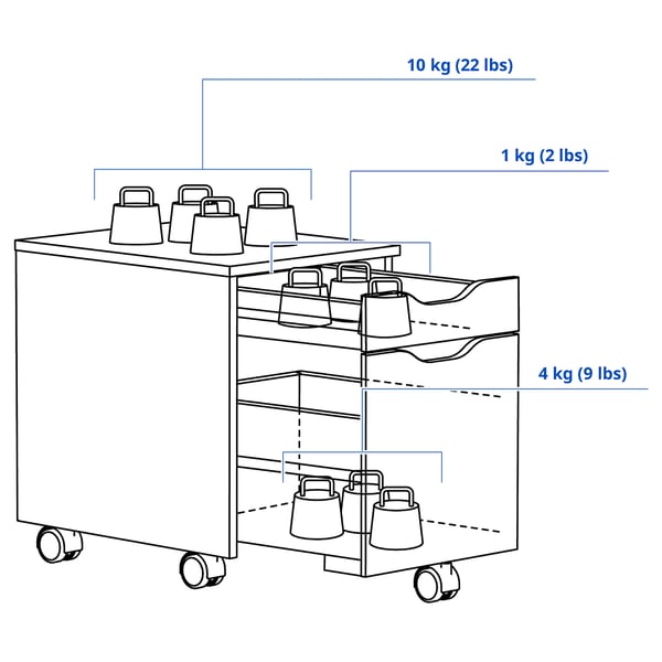 ALEX Drawer unit, white stained/oak effect, 36x50 cm