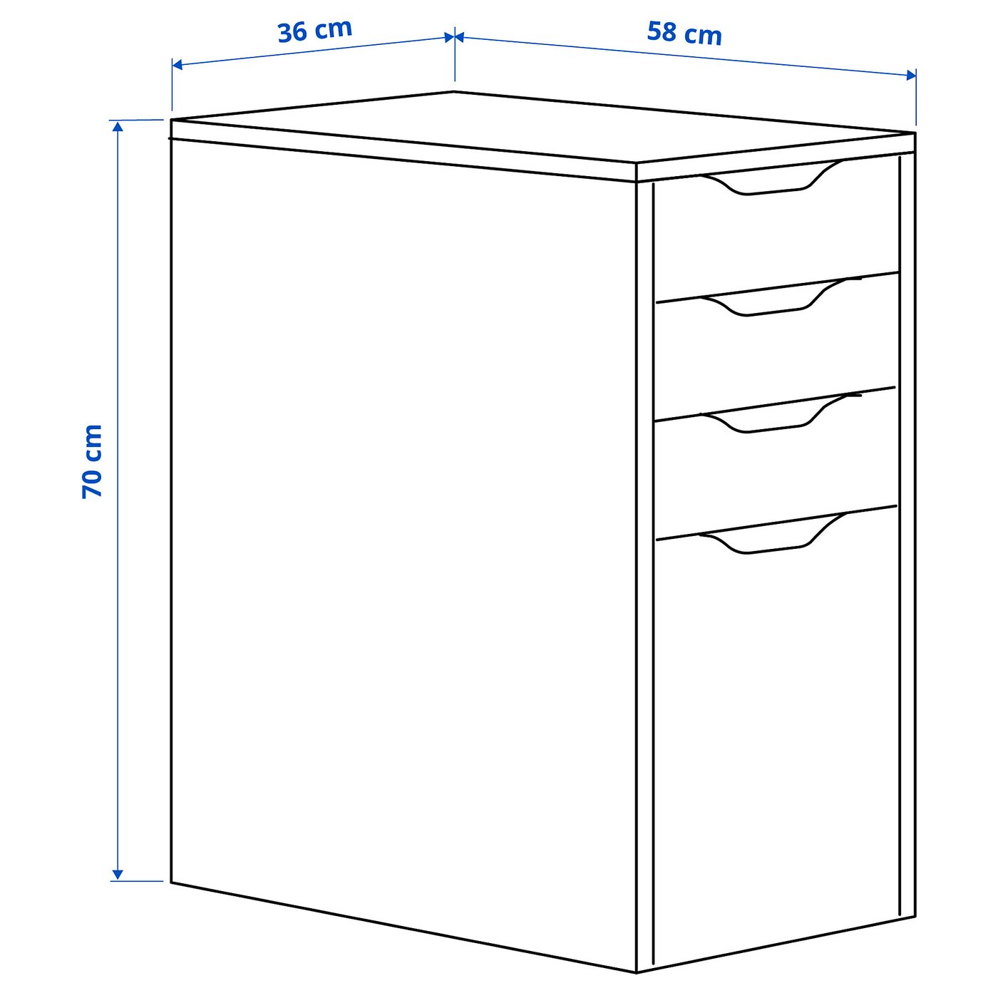 ALEX drawer unit with drop-file storage, white, 36x70 cm - IKEA