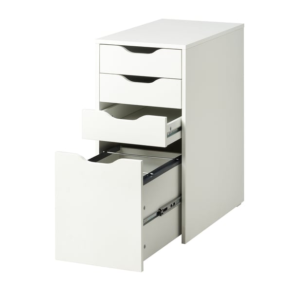 ALEX Drawer unit with drop-file storage, white, 36x70 cm
