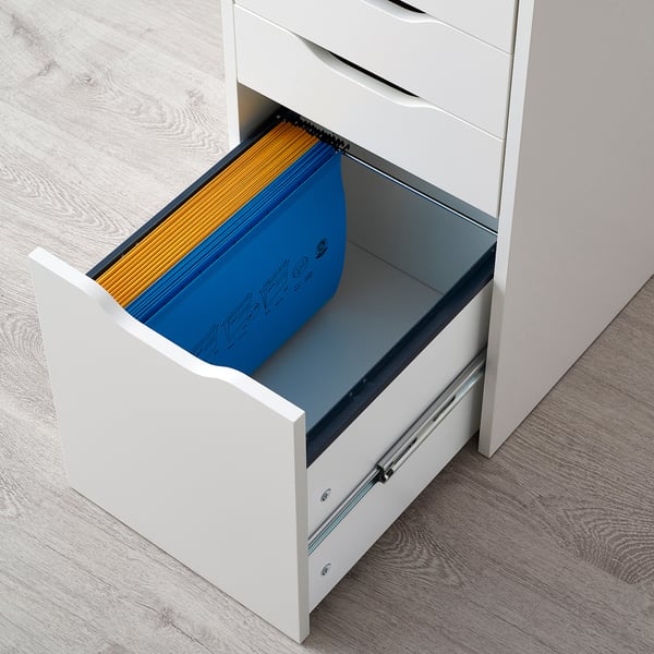 ALEX Drawer unit with drop-file storage, white, 36x70 cm