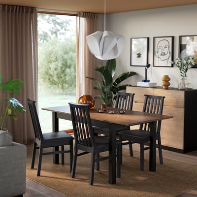 ÅLHULT / ÅLHULT Table and 4 chairs, black/brown/Bomstad black black, 120/170x80 cm