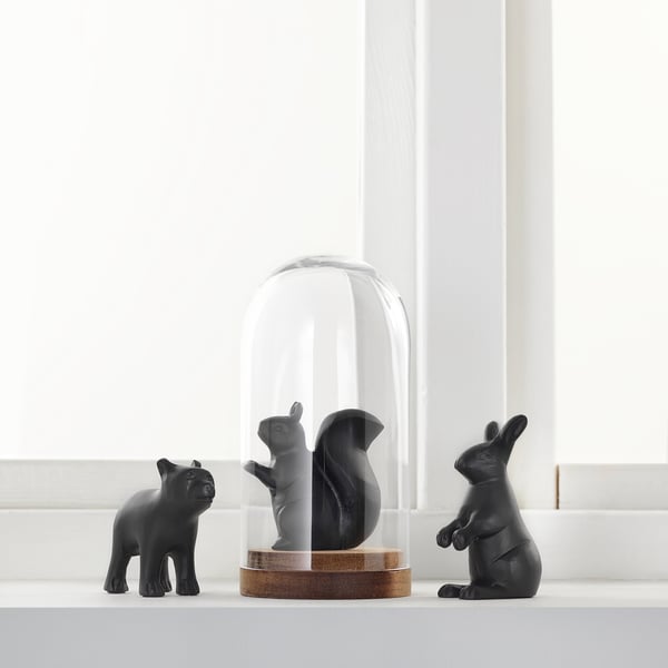ALLUND Decoration set of 3, animal/black