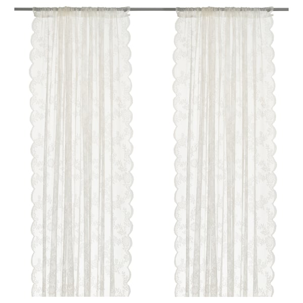 ALVINE SPETS Net curtains, 1 pair, off-white/with rod pocket, 145x250 cm
