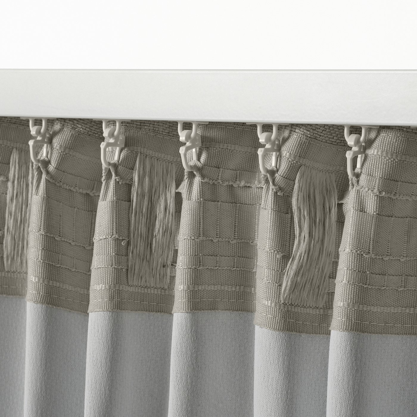 ANNAKAJSA room darkening curtains, 1 pair, light grey/with