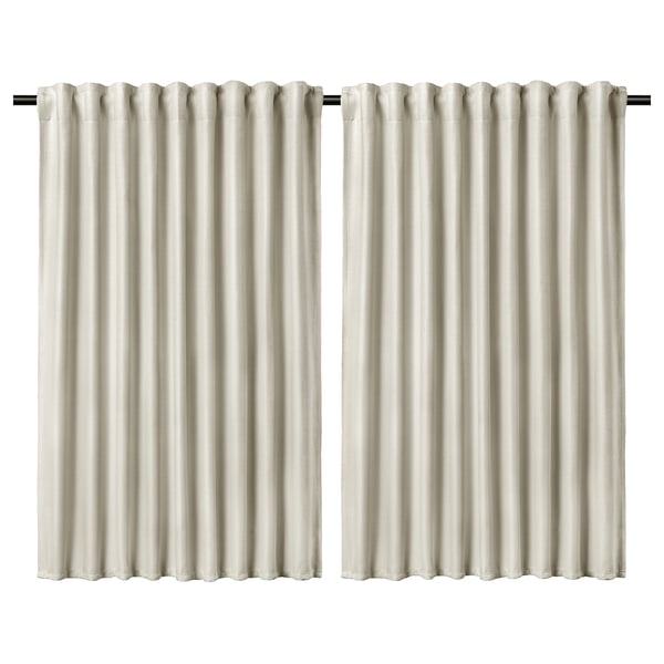 ANNAKAJSA Room darkening curtains, 1 pair, white/with heading tape, 145x135 cm