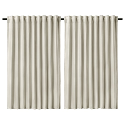 ANNAKAJSA Room darkening curtains, 1 pair, white/with heading tape, 145x135 cm