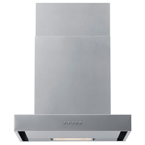 The ANPASSA stainless steel range hood a front control panel for easy use and a removable grease philtre for simple cleaning.