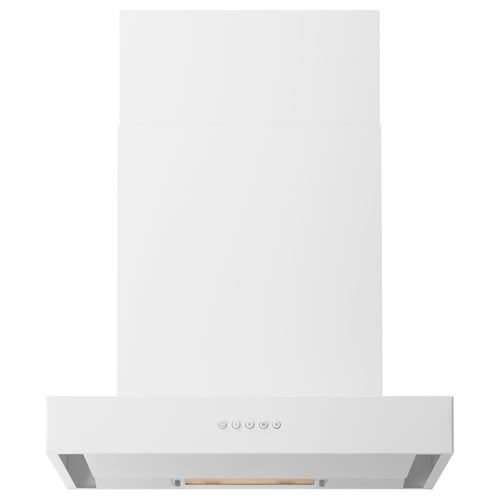 White ANPASSA range hood with sleek design, smooth finish, and integrated lighting.