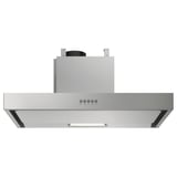 Stainless steel ANPASSA range hood, sleek modern design with front control panel.