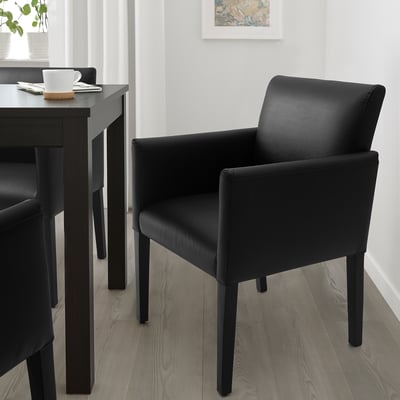 ASGRIM Chair with armrests, Bomstad black