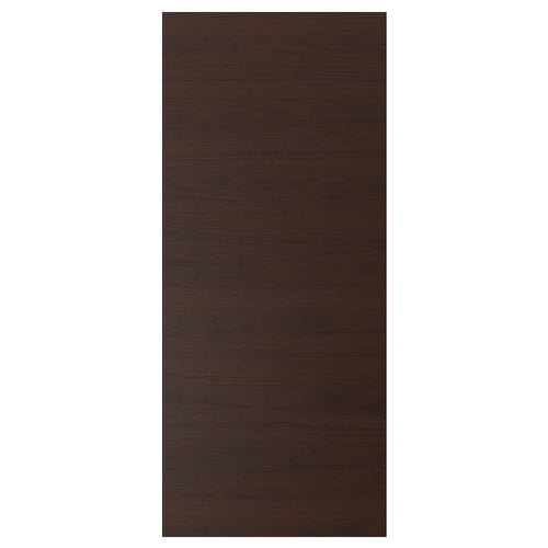 ASKERSUND dark brown wood-patterned cabinet door; sleek, rectangular design with melamine surface.