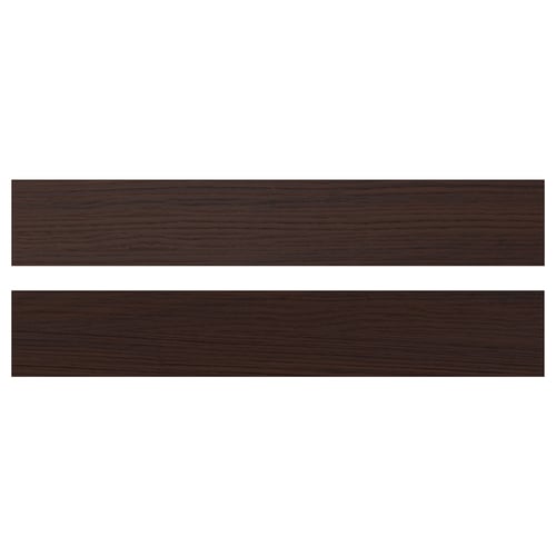 Dark brown rectangular wooden panels, smooth texture, horizontal pattern.