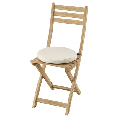 ASKHOLMEN Chair, outdoor, foldable acacia/Frösön/Duvholmen beige