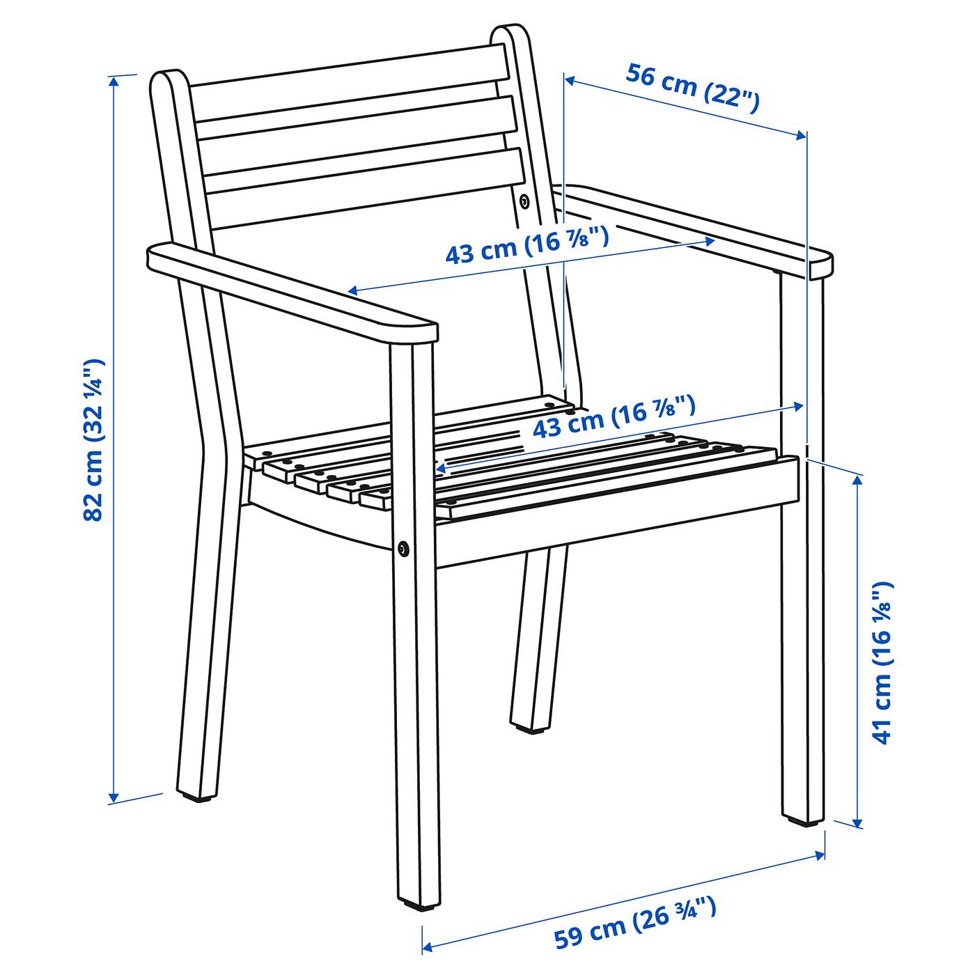 ASKHOLMEN chair with armrests, outdoor, acacia - IKEA