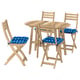 Option: ASKHOLMEN Gateleg table+4 chairs, outdoor, foldable acacia/Klösan dark blue