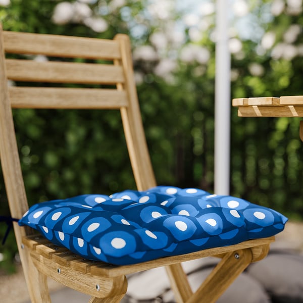 ASKHOLMEN Gateleg table+4 chairs, outdoor, foldable acacia/Klösan dark blue