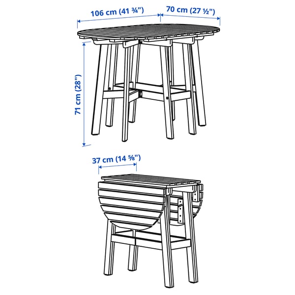 ASKHOLMEN Gateleg table+4 chairs, outdoor