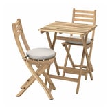ASKHOLMEN Table+2 folding chairs, outdoor, acacia/Frösön/Duvholmen beige, 60x62 cm
