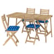 Option: ASKHOLMEN Table+4 folding chairs, outdoor, acacia/Klösan dark blue, 143x75 cm