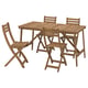 ASKHOLMEN outdoor dining set with table & folding chairs, natural acacia wood, space-saving design.