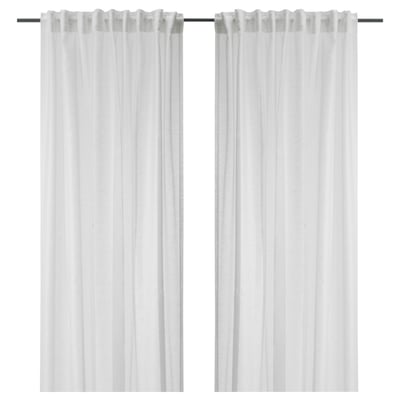 ASKKLOCKA Sheer curtains, 1 pair, white/with heading tape, 145x198 cm