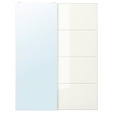 AULI / FÄRVIK Pair of sliding doors, mirror glass/white glass, 150x201 cm