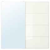 AULI / FÄRVIK Pair of sliding doors, mirror glass/white glass, 200x201 cm