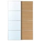 AULI / MEHAMN Pair of sliding doors, aluminium mirror glass/double sided oak effect, 150x236 cm
