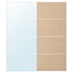 AULI mirrored and wood-effect sliding door. Aluminium frame, glass and fibreboard panels, vertical division.