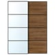 AULI / MEHAMN Pair of sliding doors, black mirror glass/double sided walnut, 150x201 cm
