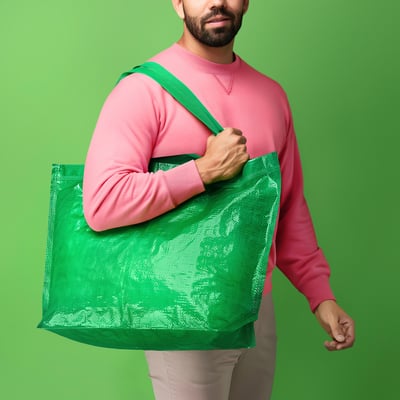 AURTIENDE Carrier bag, medium, green, 45x18x45 cm/36 l