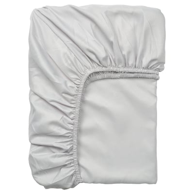 BÄRGLIM Fitted sheet, grey, 90x200 cm