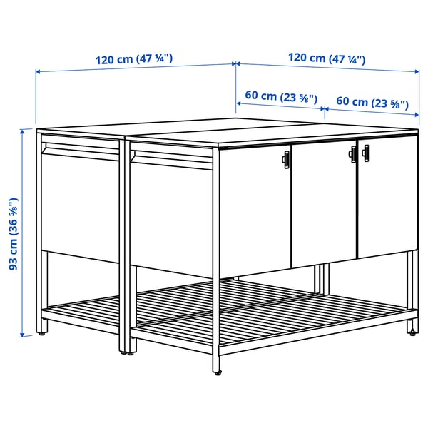 BÅTSKÄR Outdoor kitchen island, dark grey, 120x120 cm