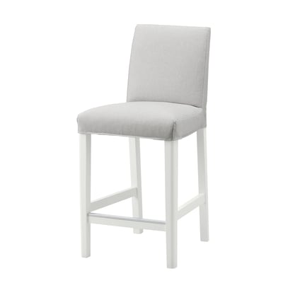 BERGMUND Bar stool with backrest, counter height white/Orrsta light grey, 62 cm