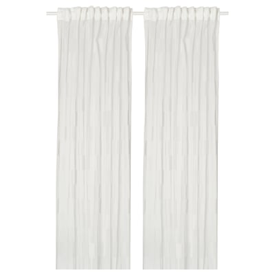 BERGNEJLIKA Net curtains, 1 pair, white/with heading tape, 145x250 cm