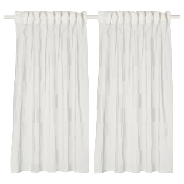 BERGNEJLIKA Net curtains, 1 pair, white/with heading tape, 145x135 cm