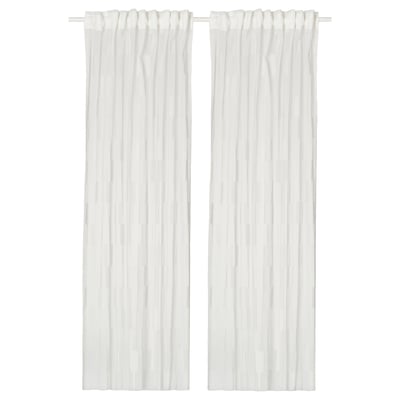BERGNEJLIKA Net curtains, 1 pair, white/with heading tape, 145x200 cm