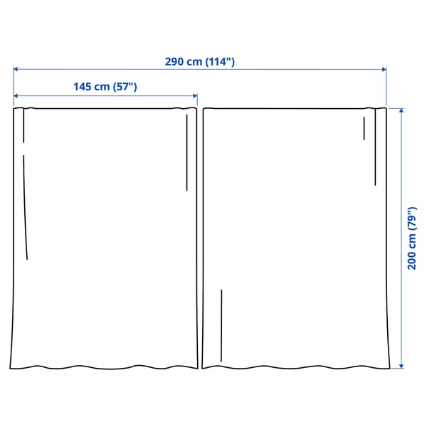 BERGNEJLIKA Net curtains, 1 pair, white/with heading tape, 145x200 cm