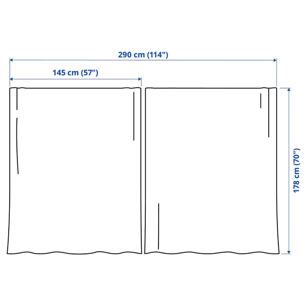 BERGNEJLIKA Net curtains, 1 pair, white/with heading tape, 145x178 cm