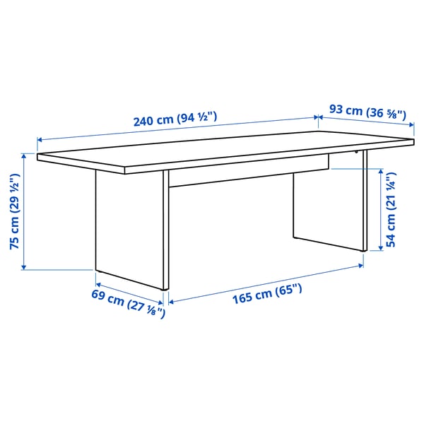 BERGSHYTTAN / LYCKAN Table and 6 chairs, tinted effect birch veneer/yellow birch veneer, 240x93 cm